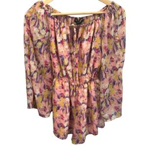 18 CENTIMETERS Floral Print Off Shoulder Smocked Waist Romper Women's Size L